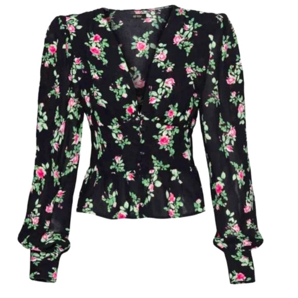 NWT AFRM  Peplum Ruffle Bustier Blouse